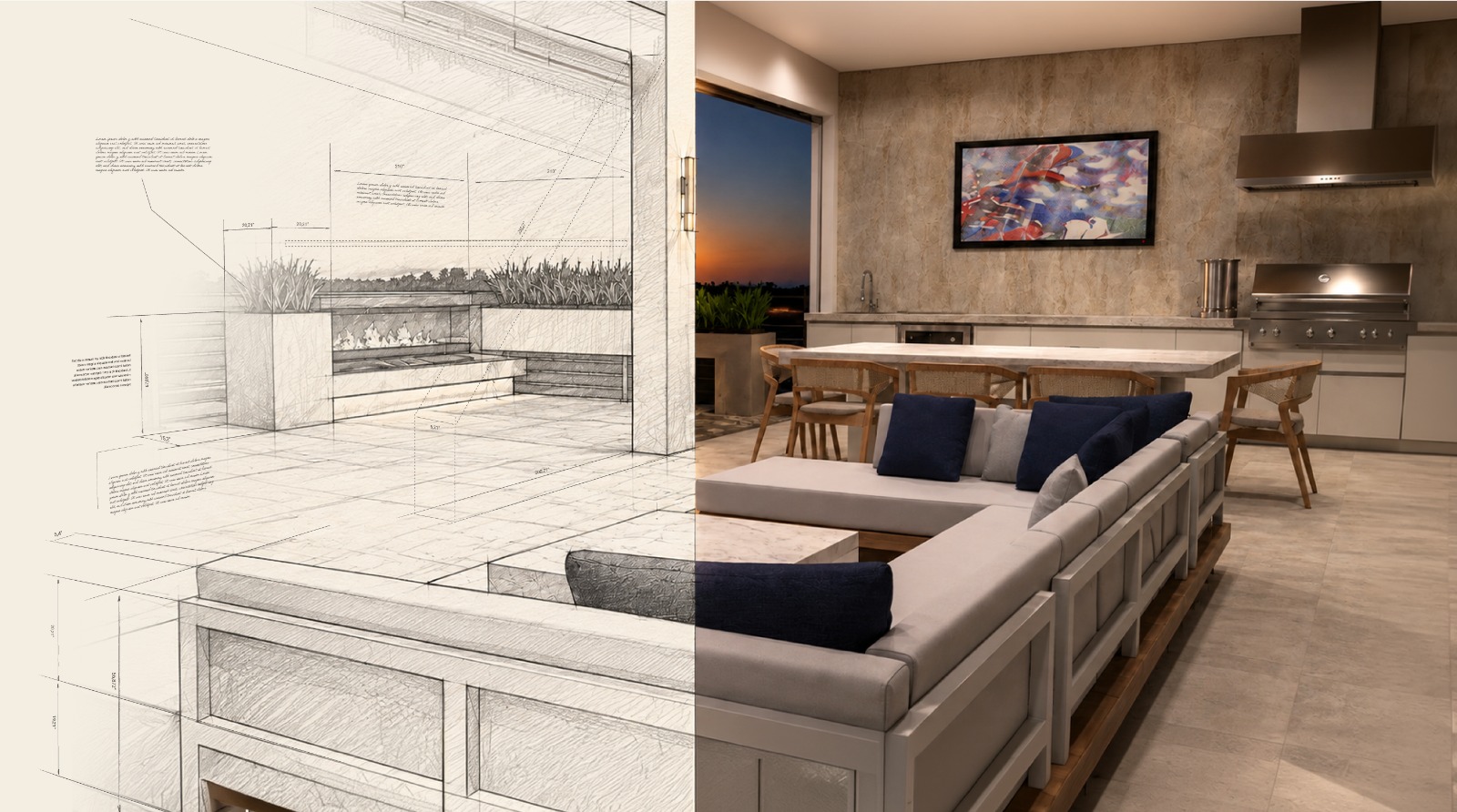 3D rendering of custom cabinetry with clean lines and refined finishes